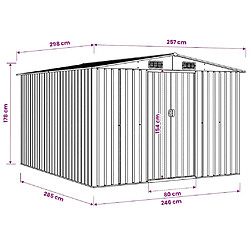 vidaXL Abri de jardin 257x298x178 cm - Métal Anthracite pas cher
