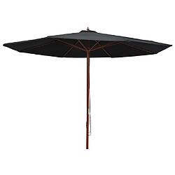 VIDAXL Parasol Extérieur Mât Bois 350 cm Noir