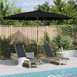 VIDAXL Parasol Extérieur Mât Bois 350 cm Noir