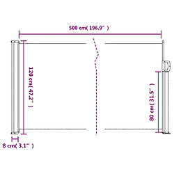 vidaXL Auvent latéral rétractable - Crème 120x500 cm pas cher