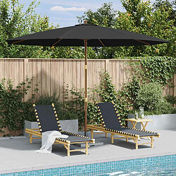 vidaXL Parasol extérieur mât bois 350 cm Anthracite