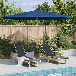vidaXL Parasol d'extérieur - Mât en bois - Bleu