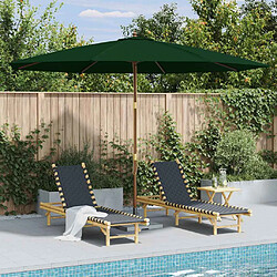 VidaXL Parasol d'extérieur avec mât en bois - 350 cm - Vert