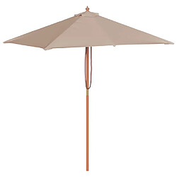 vidaXL Parasol d'extérieur avec mât en bois - Taupe