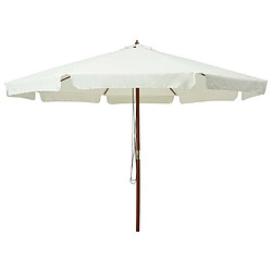 vidaXL Parasol d'extérieur avec mât en bois 330 cm - Blanc sable