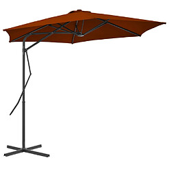 vidaXL Parasol de jardin avec mât en acier - Terre cuite