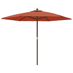 vidaXL Parasol de jardin avec mât bois 299 cm - Terre cuite