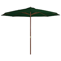 VidaXL Parasol d'extérieur avec mât en bois - 350 cm - Vert