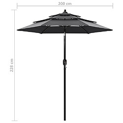 VidaXL - Parasol 3 niveaux 200 cm Anthracite pas cher