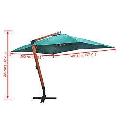 VidaXL Parasol flottant avec bois - 300 x 400 cm - Vert pas cher
