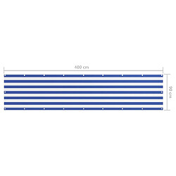 vidaXL Écran de balcon 90x400 cm - Blanc et bleu pas cher