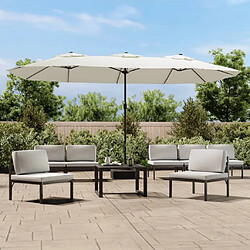 vidaXL Parasol de jardin avec LED - 449x245 cm - Blanc sable