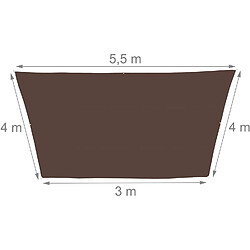 Helloshop26 Voile d'ombrage polyester - 3 x 5,5 x 4 m - Brun Voile d'ombrage trapèze - Polyester 180 g/m² - Protection UV 30+ - Résistant à l'eau