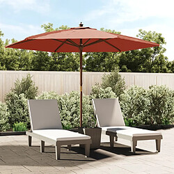 vidaXL Parasol de jardin avec mât bois 299 cm - Terre cuite