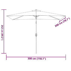 VidaXL - Parasol jardin 300x200 cm Taupe pas cher
