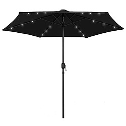 vidaXL Parasol avec LED 270cm Noir