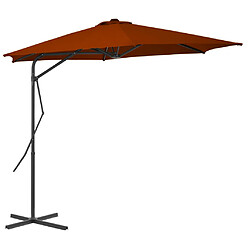 vidaXL Parasol de jardin avec mât en acier - Terre cuite