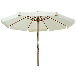 vidaXL Parasol d'extérieur avec mât en bois 330 cm - Blanc sable