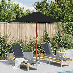 vidaXL Parasol de jardin avec mât en bois 150x200 cm - Noir