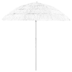 vidaXL Hawaii Blanc Parasol de plage - Polyester anti-UV - Inclinable - Style Hawaï - Blanc - 240 cm