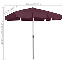 VidaXL - Parasol de plage 200x125 cm Bordeaux pas cher