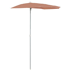 vidaXL Demi-parasol de jardin 180x90 cm - Terre cuite