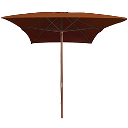 vidaXL Parasol de jardin avec mât en bois - Terre cuite 200x300 cm