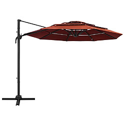 vidaXL Parasol de jardin 4 niveaux mât aluminium - Terre cuite