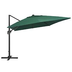 Avis VidaXL - Parasol LED porte-à-faux 400 cm Vert