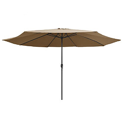 vidaXL Parasol avec mât métal - Taupe - 390 cm