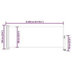vidaXL Auvent latéral de patio 100x300 cm - Blanc Cassé pas cher
