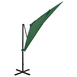 vidaXL Parasol de jardin - Porte-à-faux - Vert LED