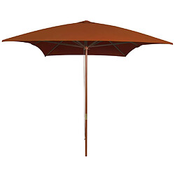 vidaXL Parasol de jardin avec mât en bois - Terre cuite 200x300 cm