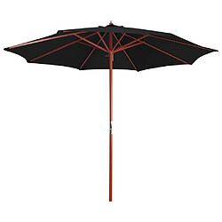 vidaXL Parasol avec mât en bois - Noir 300 cm
