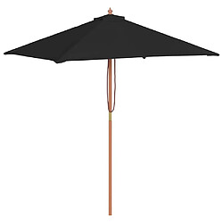 vidaXL Parasol de jardin avec mât en bois 150x200 cm - Noir