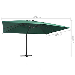 VidaXL - Parasol LED porte-à-faux 400 cm Vert pas cher
