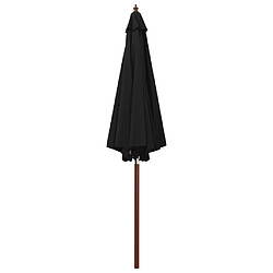 vidaXL Parasol avec mât en bois - Noir 300 cm