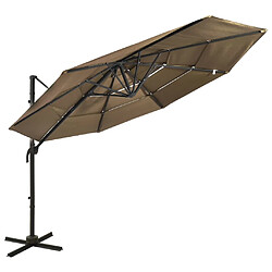 vidaXL Parasol de jardin à 4 niveaux - Taupe 3x3 m