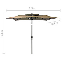 Parasol jardin vidaXL 3 niveaux 250x250 cm - Taupe pas cher