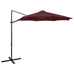 vidaXL Parasol de jardin - Porte-à-faux - Bordeaux LED