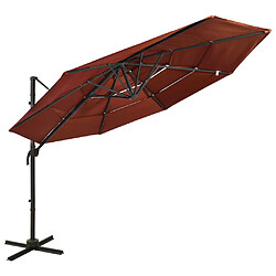 vidaXL Parasol de jardin 4 niveaux mât aluminium - Terre cuite