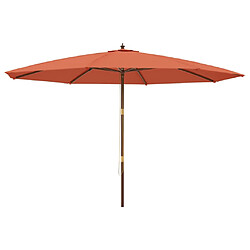 vidaXL Parasol avec Mât en Bois Terracotta