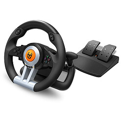 Krom K-Wheel Volant de course - Pédales - Levier de vitesse - Effets vibrations - Compatible PC/PS4/Xbox - Rotation 180°