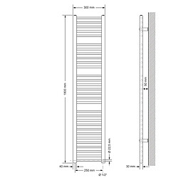 Radiateur Sèche-Serviettes Sahara ECD Germany - Blanc 300x1800 mm