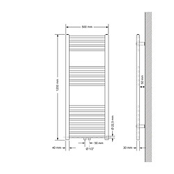 ECD Germany Radiateur Design - Blanc 500x1200 mm
