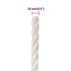 vidaXL Corde de travail 10 mm - 500 m - Blanc pas cher