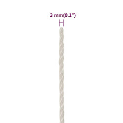 vidaXL Corde de travail 3 mm - Blanc 250 m pas cher