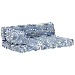 VidaXL Coussin de canapé palette Indigo Tissu Patchwork