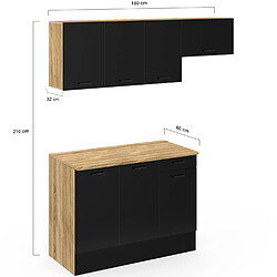 Cuisine complète IDMARKET SUBTIL - Bois et Noir pas cher