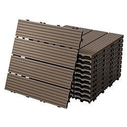 ECD Germany WPC Carreaux 30x30 cm - Marron Foncé
